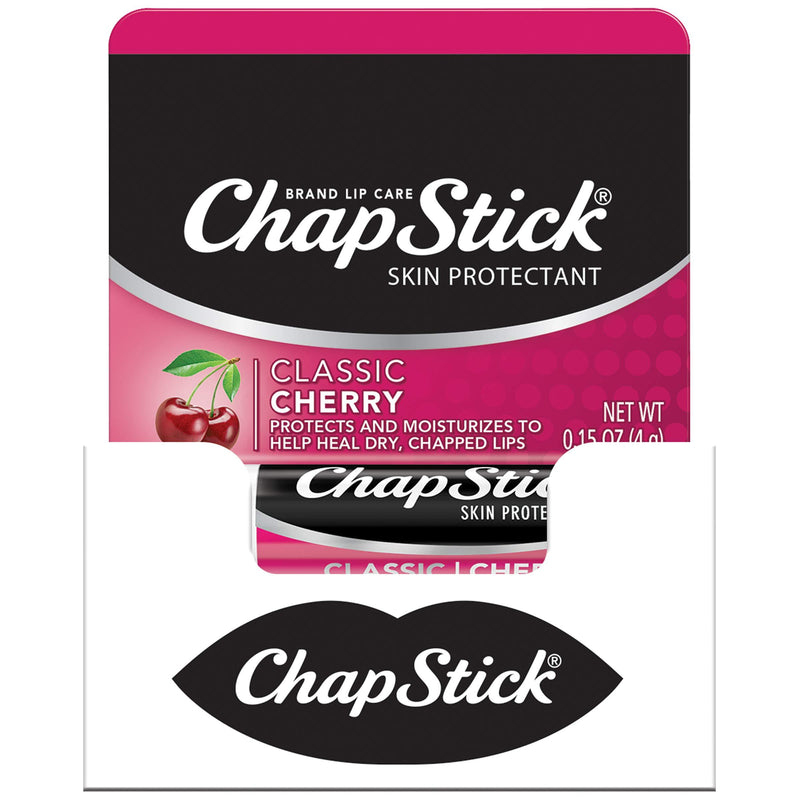 ChapStick Classic Cherry Lip Balm Tubes for Lip Care - 0.15 Oz (Pack of 12) 0.15 Ounce (Pack of 12)