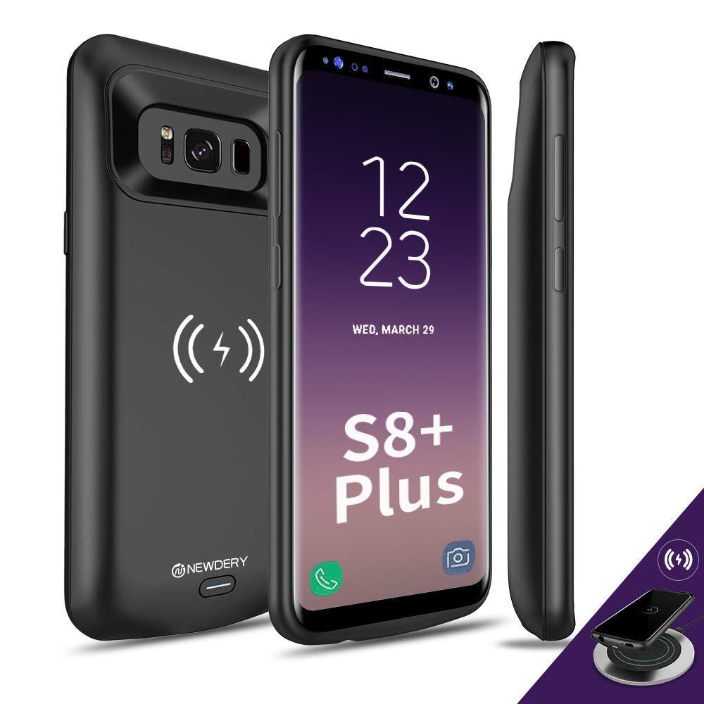 NEWDERY Upgraded Samsung Galaxy S8 Plus Battery Case Qi Wireless Charging Compatible, 5500mAh Slim Rechargeable Extended Charger Case Compatible Samsung Galaxy S8+(2017)-(Not for Regular S8)