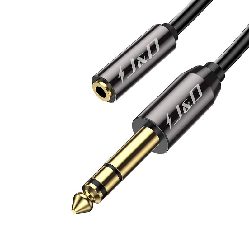 J&D 1/4 inch to 3.5mm Headphone Adapter, Gold Plated Copper Shell 3.5mm 1/8 inch Female TRS to 6.35mm 1/4 inch Male TRS Stereo Audio Cable for Guitar Amp, Amplifiers,headphones extension cable, 3 Feet