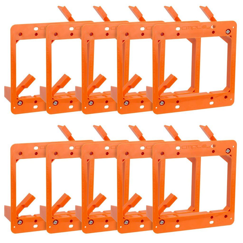 Cmple - Low Voltage Mounting Bracket 2 Gang Multipurpose Drywall Mounting Wall Plate Bracket – (Dual Gang, 10 Pack) Dual Gang 10 Pack Orange