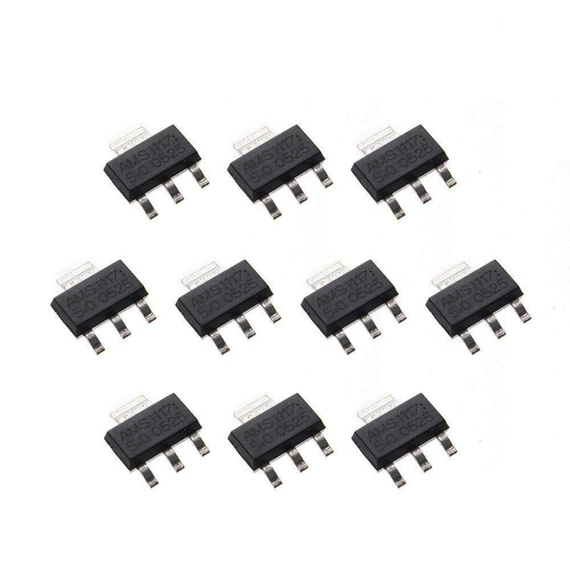 Bridgold 10pcs AMS1117-5.0 AMS1117-5.0V 5V 1A SOT223 Linear Post Regulator Voltage Regulator