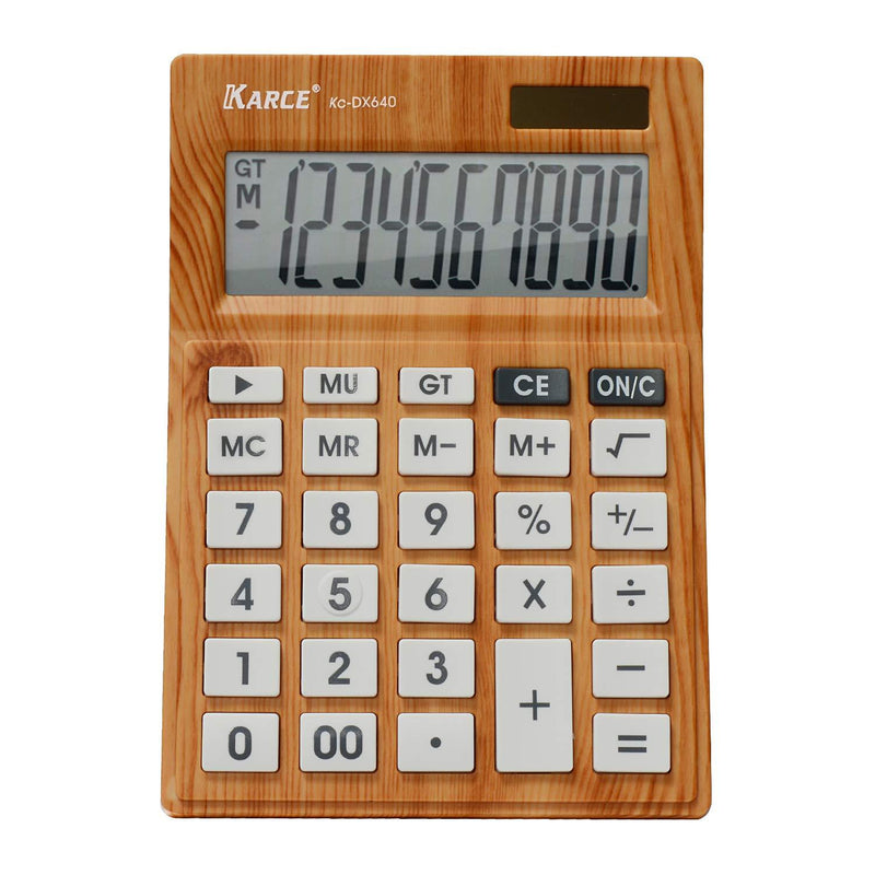 KARCE KC-DX640-10, 10-Digits Desktop Calculator, Wood Color