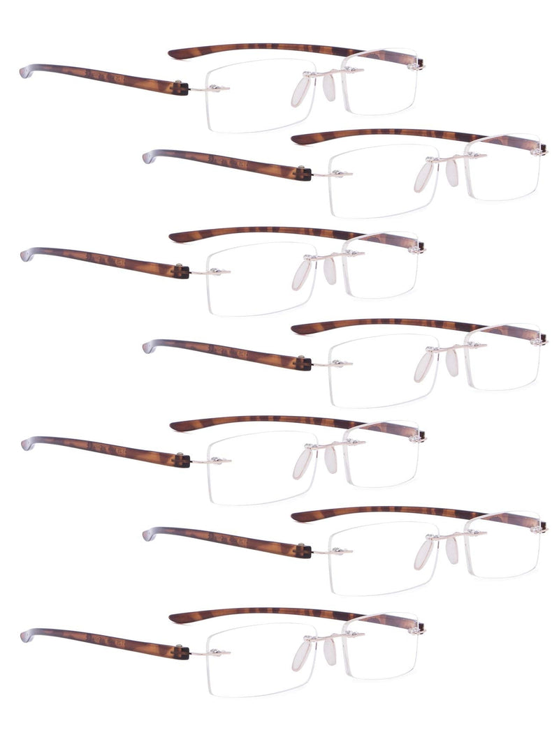 READING GLASSES 7 pack Mix Color Small Lens Rimless Readers 7 Tortoise Arm 0.5 x
