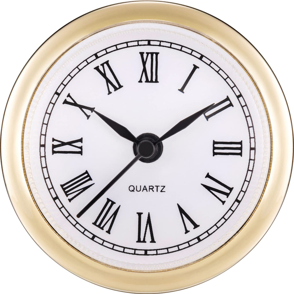 Hicarer 2.4 Inch (61 mm) Quartz Clock Fit-up/Insert with Roman Numeral, Quartz Movement (Gold Rim) Gold Rim