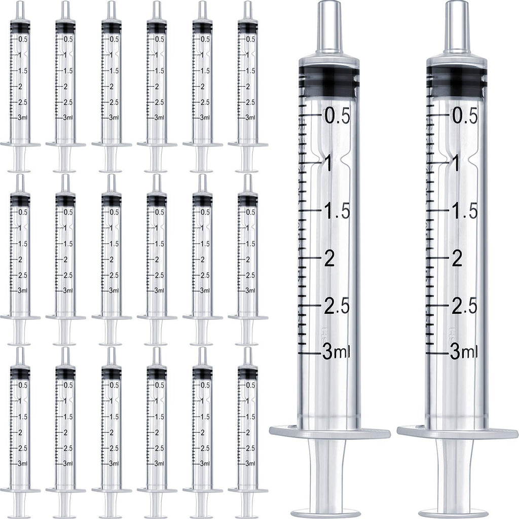 20 Packs Plastic Syringe with Measurement, Suitable for Measuring, Watering, Refilling(3 ml) 3 ml