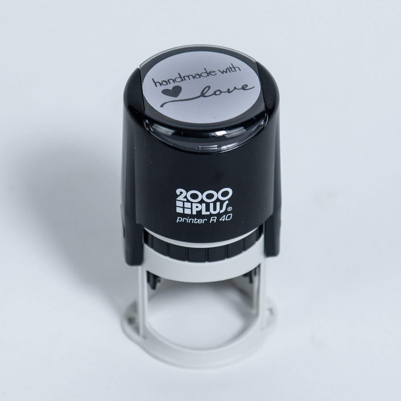 Handmade with Love Self-Inking R40 Round Stamp, 1 1/2" Diameter, Black Ink