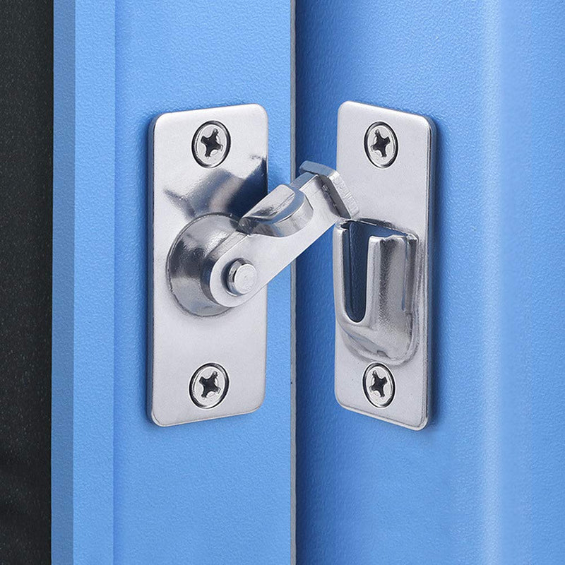 Door Hasp Latch 90 Degree, Stainless Steel Safety Angle Locking Latch for Push/Sliding/Barn Door, Satin Nickel MK2 1pcs small
