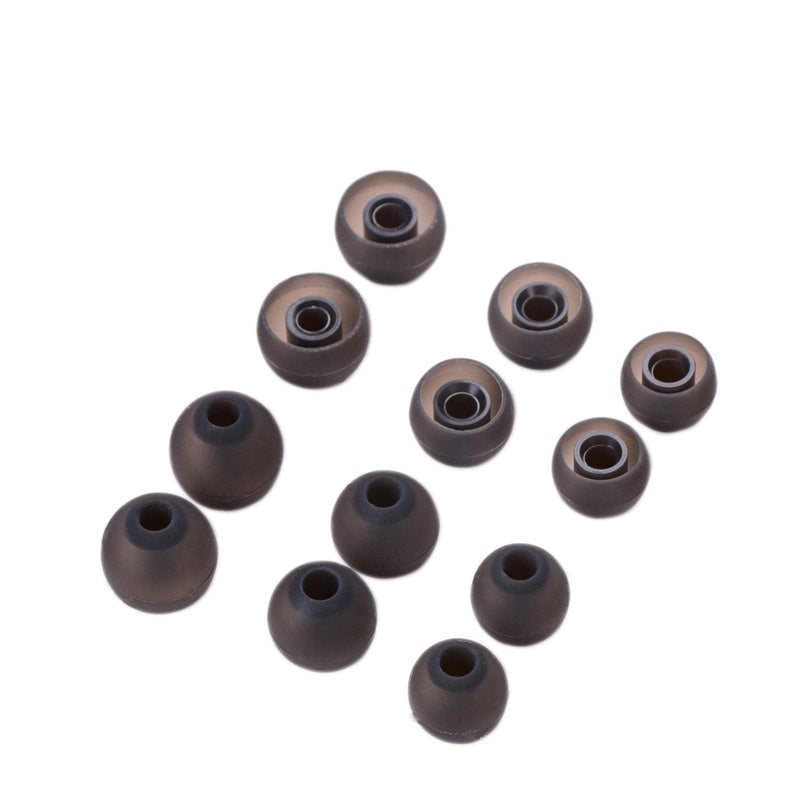 Silicone Replacement Ear Tips Earbuds Eargels for Mpow,Tozo Aukey, Senso,Hussar,Letscom etcÂ Bluetooth Earphones, 6 Paris(Black and Gray) Black and Gray