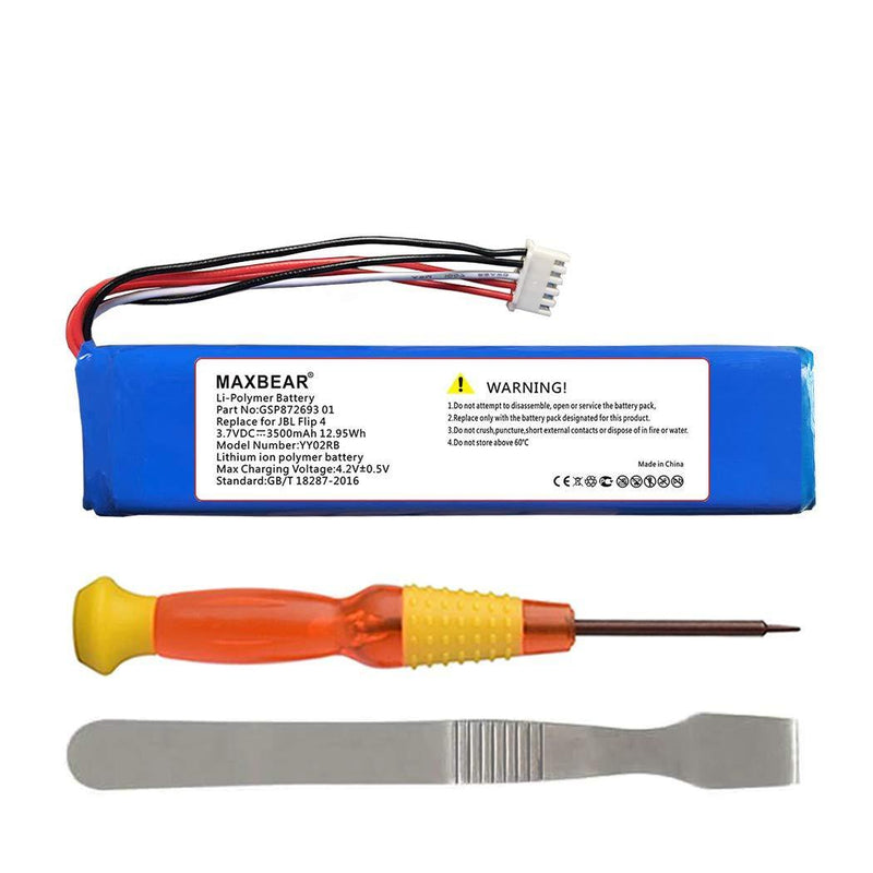 MAXBEAR 3500mAh Battery Replacement Compatible for JBL Flip 4 Speaker or Special Edition JBL GSP872693 01 Li-Polymer 3.70V with Repair Tool Kit