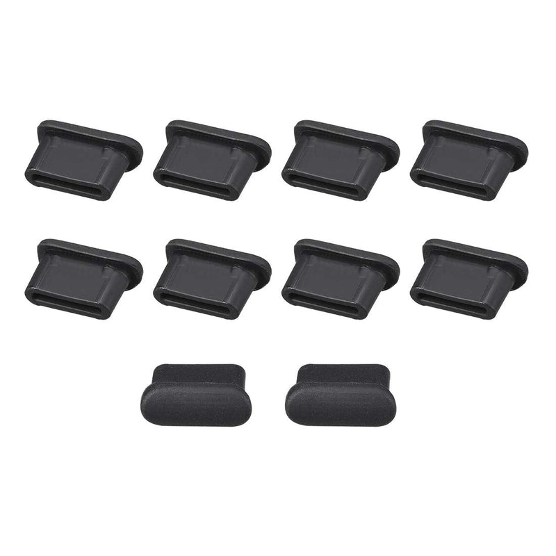 uxcell 10pcs Type C Silicone Protectors Cap Port Cover Anti Dust Black