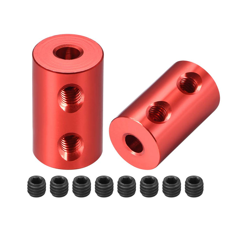 uxcell 4mm to 4mm Bore Rigid Coupling Set Screw L20XD12 Aluminum Alloy,Shaft Coupler Connector,Motor Accessories,Red,2pcs