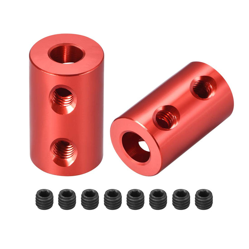 uxcell 5mm to 6mm Bore Rigid Coupling Set Screw L20XD12 Aluminum Alloy,Shaft Coupler Connector,Motor Accessories,Red,2pcs