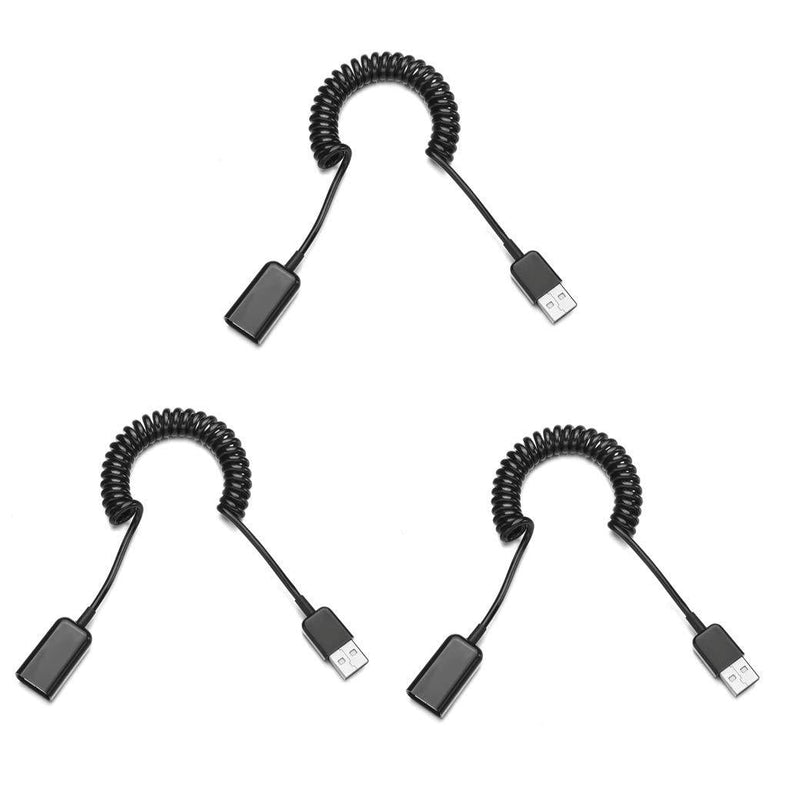 MXTECHNIC USB 2.0 Expansion Spring Coiled Cable 4in Standard Spiral Flexible Active Extension USB 2.0 A-Male to A-Female Processors for Printers, Cameras, Mouse and Other USB Computers (3 Packs) Male to A-Female Expansion cable 3 Packs