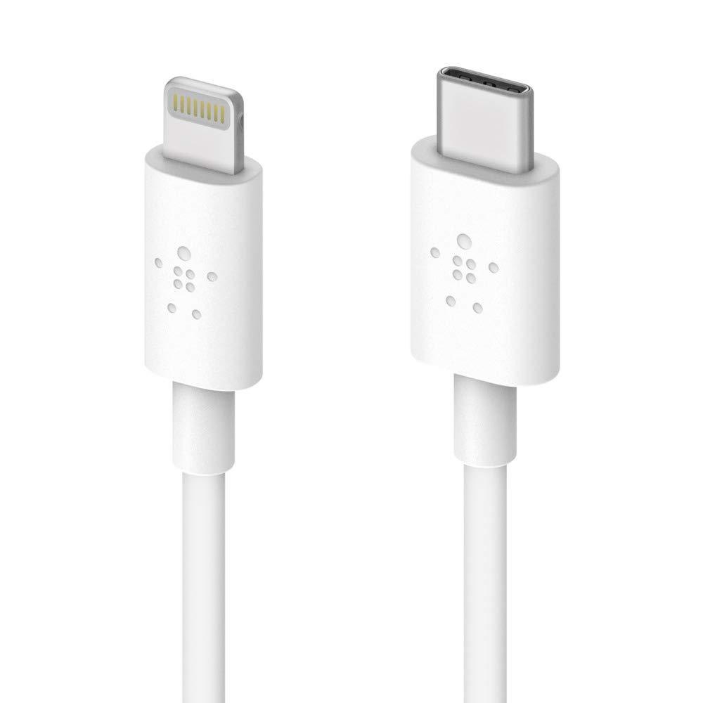 Belkin USB-C to Lightning Cable (4ft Fast Charging iPhone USB-C Cable for iPhone 11, 11 Pro, 11 Pro Max, XS, XS Max, XR, X, MacBook, iPad and More, Apple MFi-Certified), White (F8J239bt04-WHT)