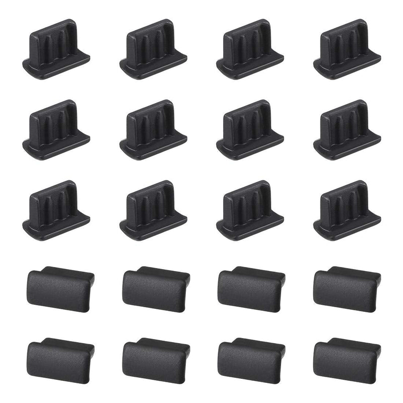 uxcell 20pcs Silicone Mini USB Cap Port Cover Anti Dust Protector 7mmx2mm Black