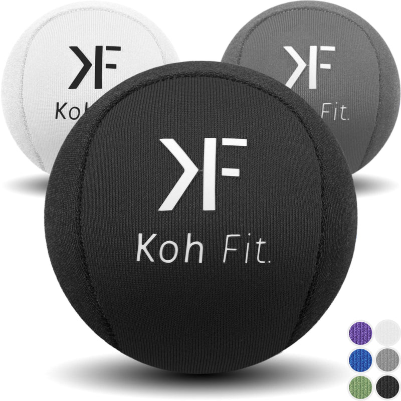 Koh Fit Stress Ball Multipacks for Adults - Stress Reliever Squeeze Balls - for Hand Therapy and Stress Relief Black, Gray & White (3 Balls)