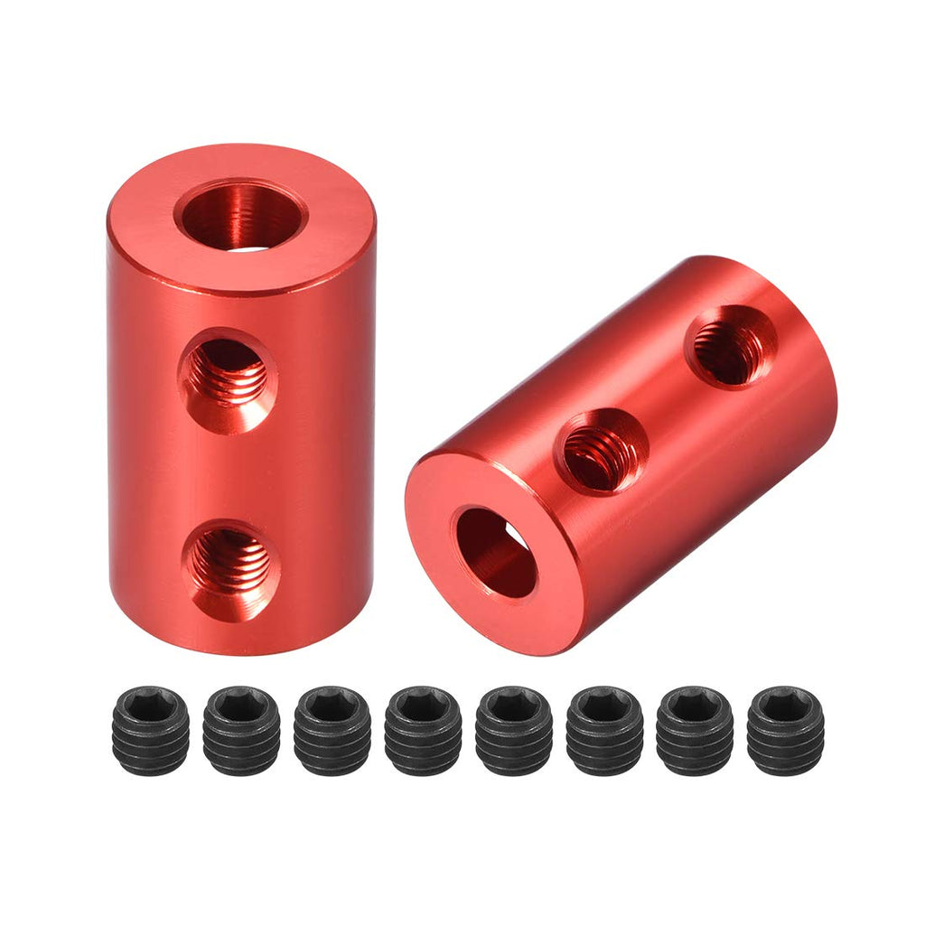 uxcell 5mm to 5mm Bore Rigid Coupling Set Screw L20XD12 Aluminum Alloy,Shaft Coupler Connector,Motor Accessories,Red,2pcs