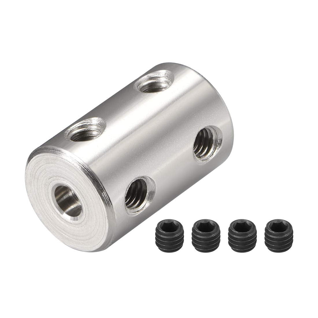 uxcell 4mm to 4mm Bore Rigid Coupling Set Screw L22XD14 Stainless Steel,Shaft Coupler Connector,Motor Accessories