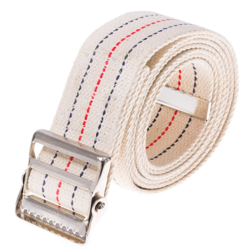 COW&COW Transfer and Gait Belt 60inch - Transfer Walking and Standing Assist Aid For Caregiver Nurse Therapist 2 inches- with Metal Buckle(Beige) Beige With Stripes 60 Inch (Pack of 1)