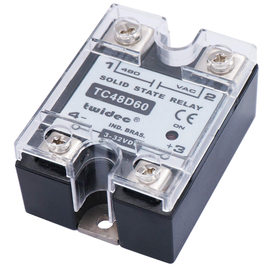 Twidec/Output Single Phase SSR Solid State Relay 60A 3-32V DC to 24-480V AC SSR-60DA