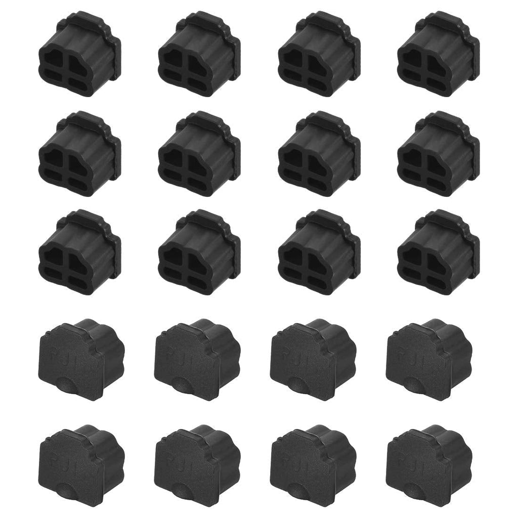 uxcell 20pcs RJ11 Silicone Protector Telephone Modular Port Anti Dust Cap Cover 9.5mmx7.5mm Black