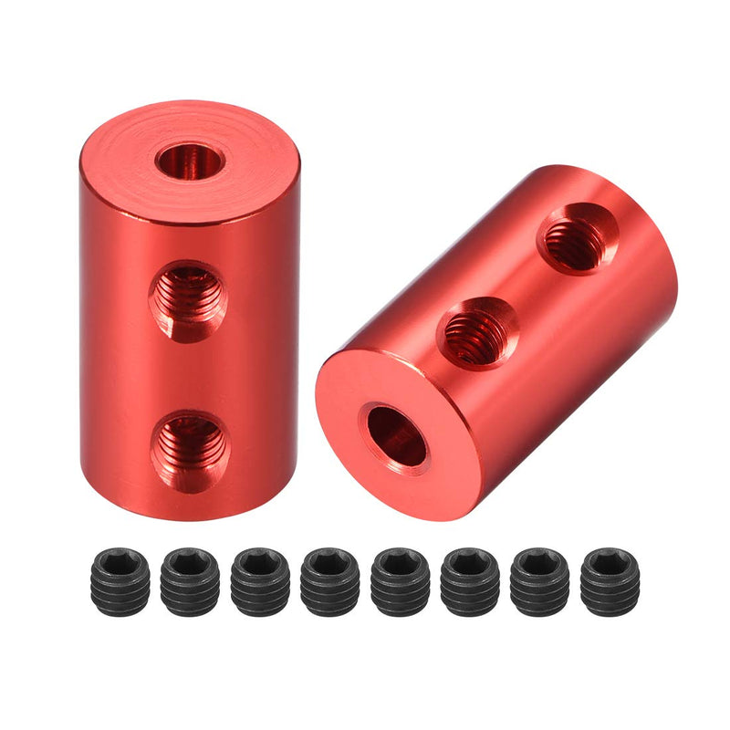 uxcell 1/8 inch to 4mm Bore Rigid Coupling Set Screw L20XD12 Aluminum Alloy,Shaft Coupler Connector,Motor Accessories,Red,2pcs