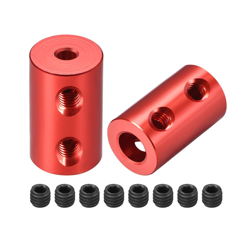 uxcell 3mm to 6mm Bore Rigid Coupling Set Screw L20XD12 Aluminum Alloy,Shaft Coupler Connector,Motor Accessories,Red,2pcs