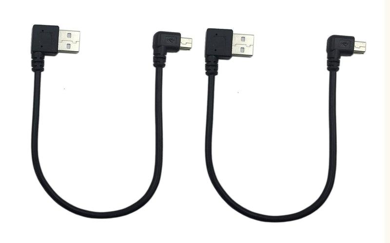 CERRXIAN 9Inch Mini USB Cable Combo Mini USB Left Angle Male to USB Type A 2.0 Left Angle Male Data Sync and Charge Cable (Black) (2-Pack) LL USB A left-mini usb left