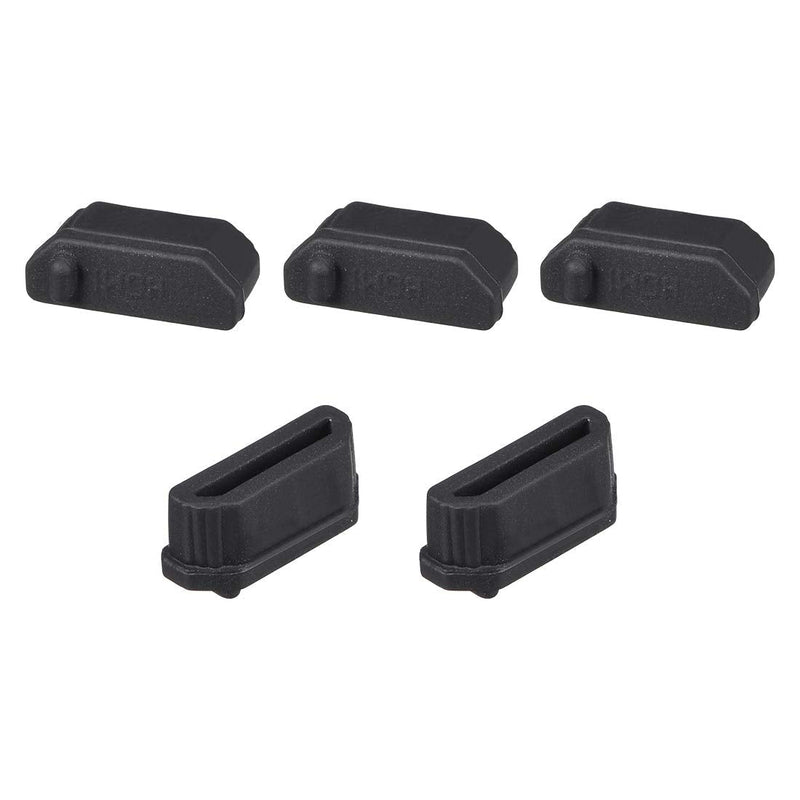 uxcell Silicone TV Anti-Dust Stopper Cap Cover for Female Port Black 5pcs
