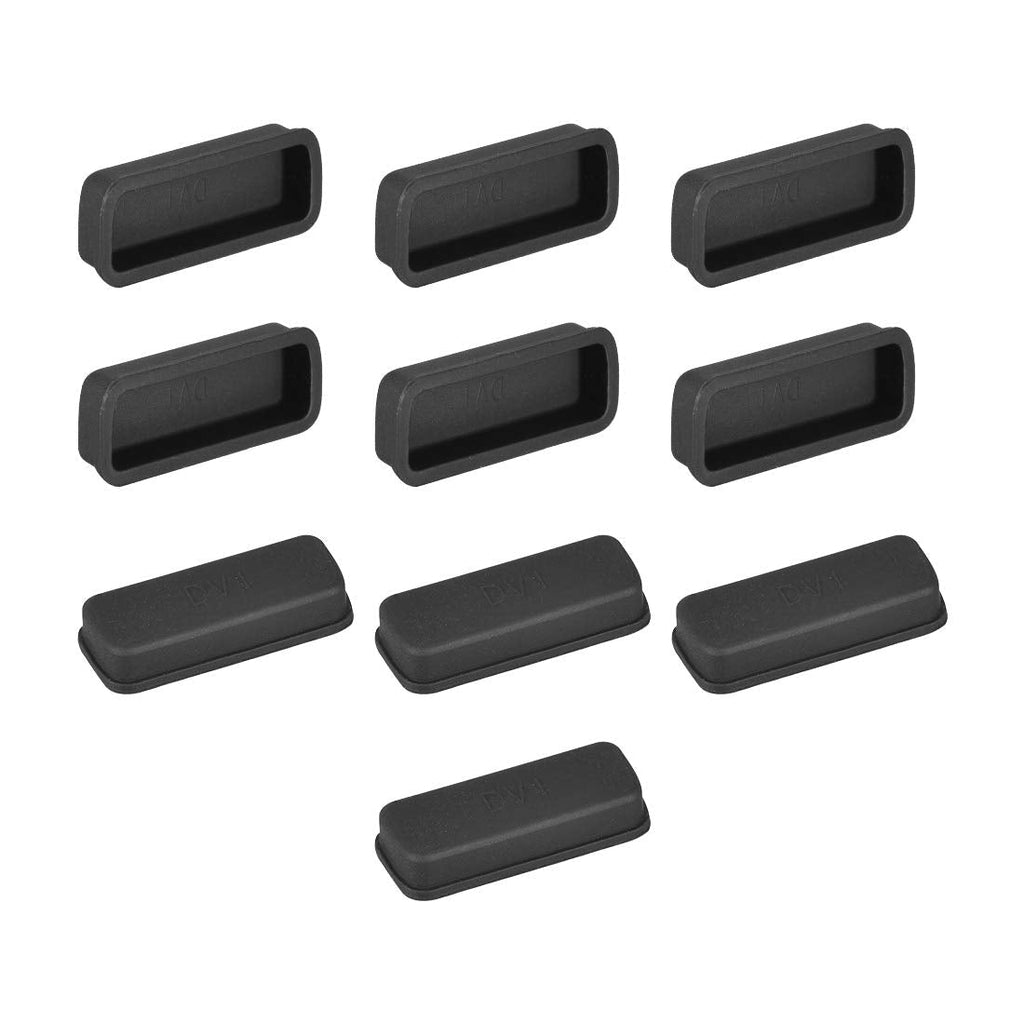 uxcell 10pcs DVI Video Silicone Port Anti Dust Protectors Cap Cover 23mmx8mm Black