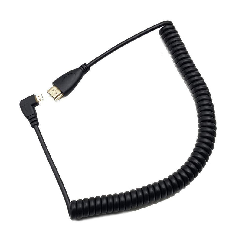 Seadream Right Angled Coiled Micro HDMI to HDMI Male Cable - Stretched Length 50cm to 1.8m - Supports Ethernet, 3D 4K(Right Angled) 1.8M Right Angled