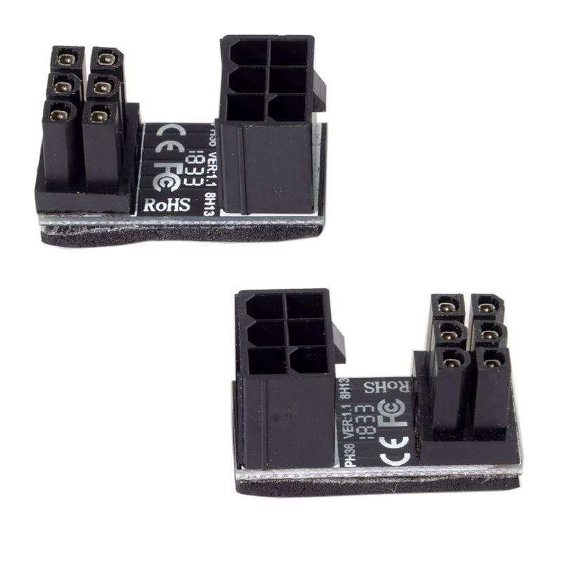 Chenyang 1set ATX 6Pin Female to 6pin Male 180 Degree Angled Power GPU Adapter for Desktops Graphics Card