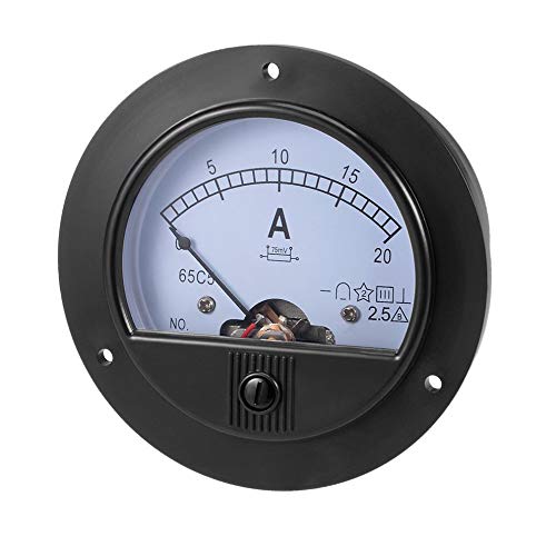YXQ DC 0-20A Analog Current Panel Round 65C5-A Amp Ammeter Gauge Meter 2.5 Accuracy for Auto Circuit Measurement Tester (65C5-A DC20A) 65C5-A DC20A
