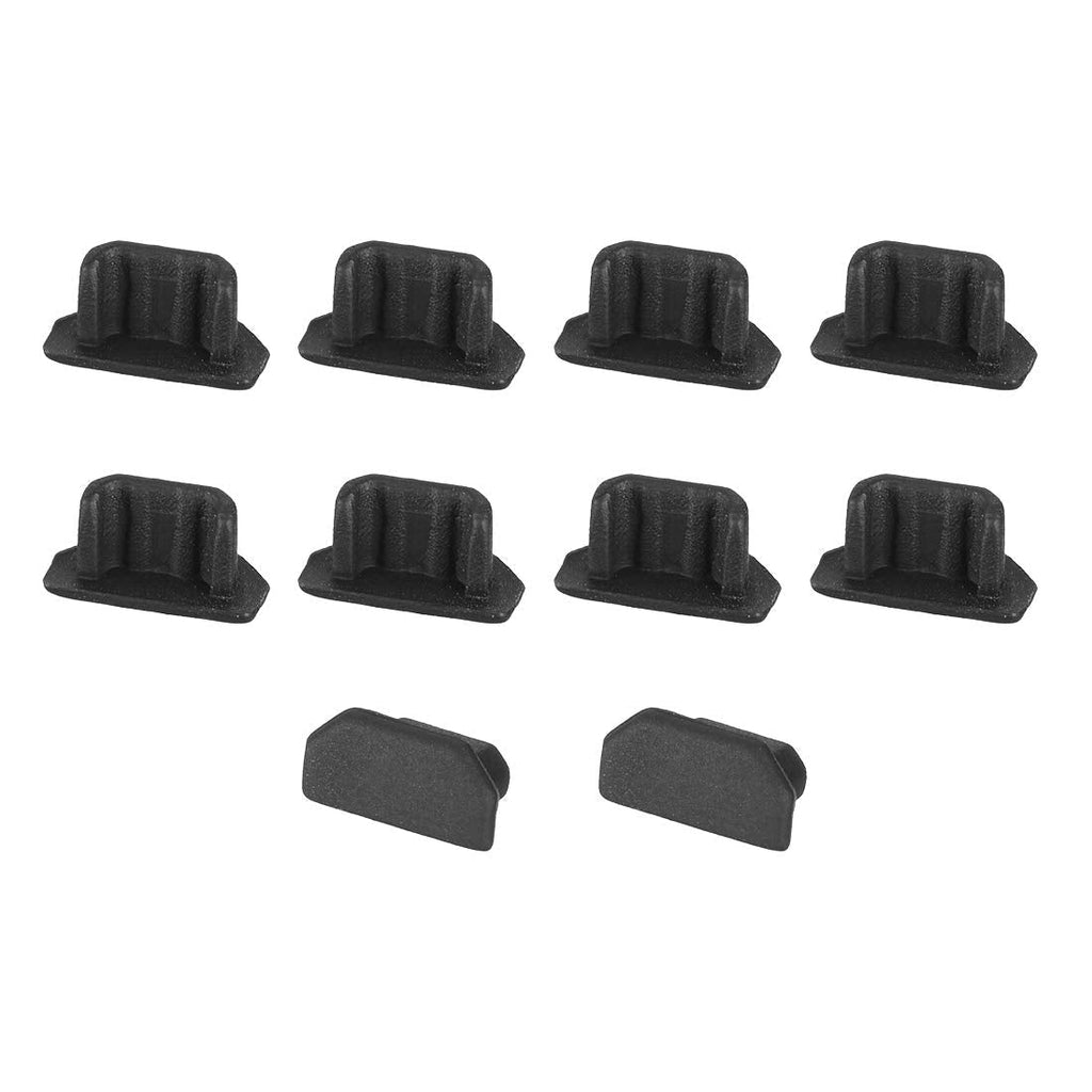 uxcell 10pcs Silicone Micro USB Cap Port Cover Anti Dust Protector 6.5mmx2.3mm Black