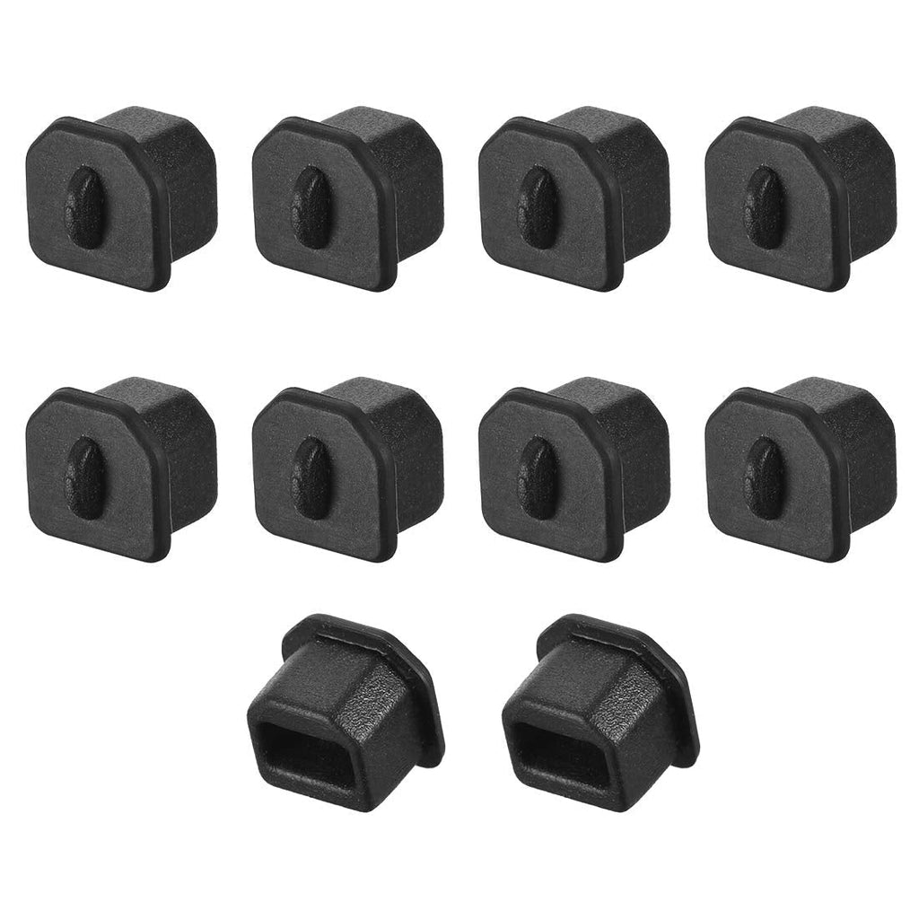 uxcell 10pcs Silicone USB Cap Port Cover Anti Dust Protector 8mmx7.3mm for USB-B Black