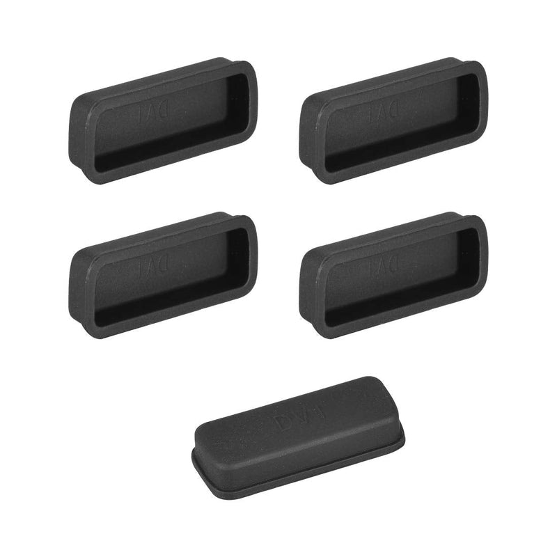 uxcell 5pcs DVI Video Silicone Port Anti Dust Protectors Cap Cover 23mmx8mm Black