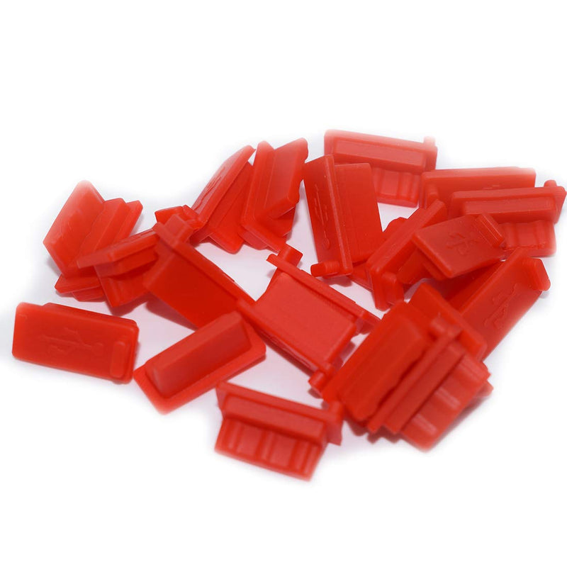 Yoohey 20PCS Silicone USB A Type Female Anti Dust Cover Plug Protector Stopper, Red