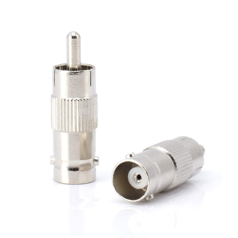 RCA and BNC Coaxial Adapter - BNC Female to RCA Male Connector, Adapter, Coupler, and Converter - for RG11, RG6, RG59, RG58, SDI, HD SDI, CCTV - 4 Pack Silver RCA Male