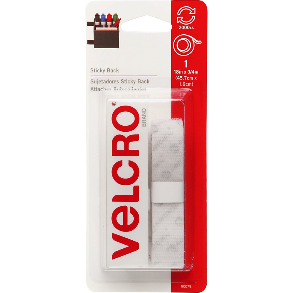 Velcro Usa Consumer Pdts 90079 Sticky Back Tape, White, 18 x 3/4-In. - Quantity 6