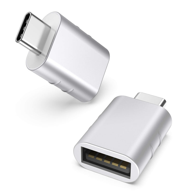 Syntech USB C to USB Adapter [2 Pack] USB C Male to USB3 Female Adapter Compatible with MacBook Pro 2021 iMac 2021 iPad mini 6 iPad Pro 2021 MacBook Air 2020 Surface Pro 8/X Go and Other Type C Device Silver
