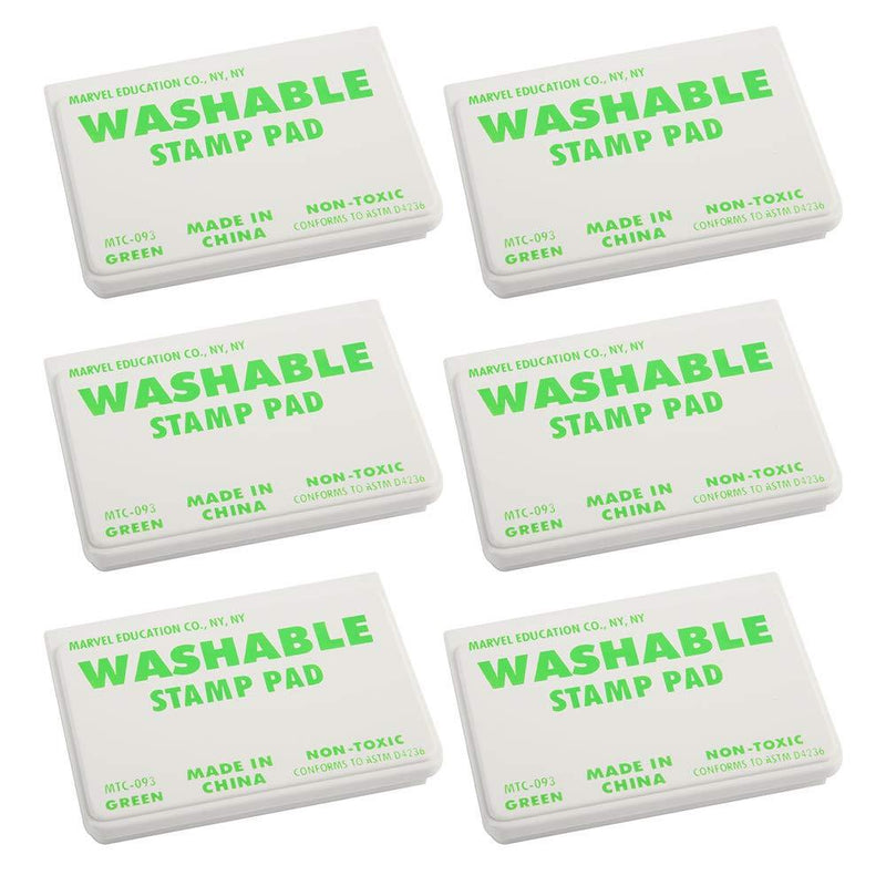 Constructive Playthings MTC-0936 Washable 3 3/4" x 2 1/2" Stamp Pad Set of 6 Green Pads
