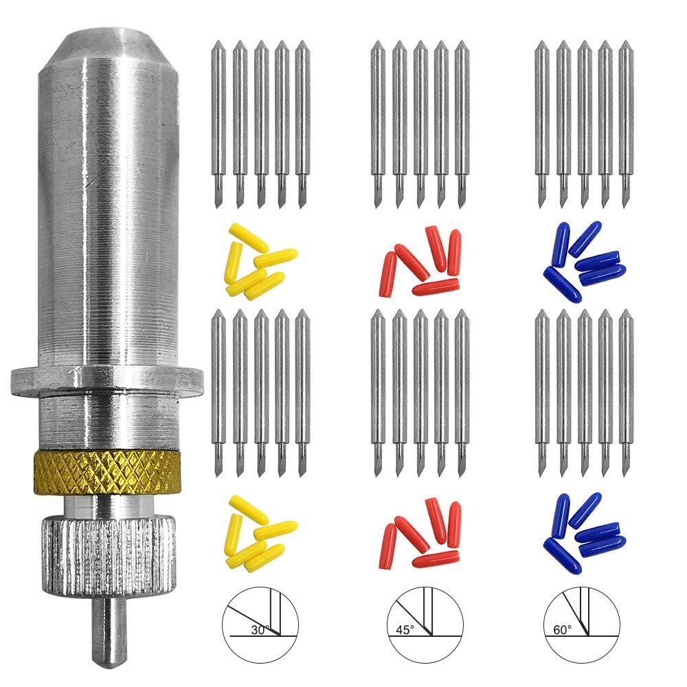 30 pcs (30/45/60 Degree) AFUNTA Blade Vinyl Cutter Plotter Cutting Blades for Roland & Most Domestic and Imported Plotter with Blade Holder Base