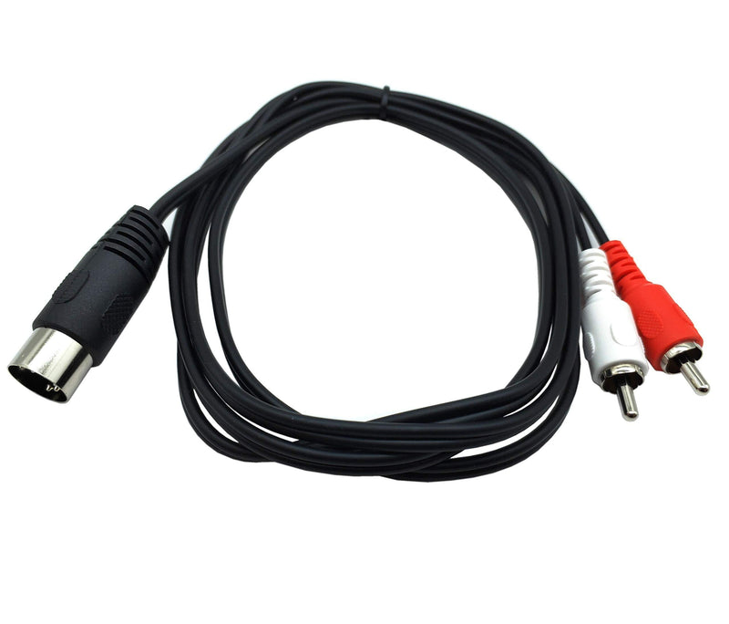 DIN 5 Pin to RCA Cable,Qaoquda 5ft/1.5m 5-Pin Din Male Plug to 2-RCA Male Audio Adapter Cable for Electrophonic Bang & Olufsen, Naim, Quad.Stereo Systems (DIN 5P M-2RCA M) DIN 5P M-2RCA M