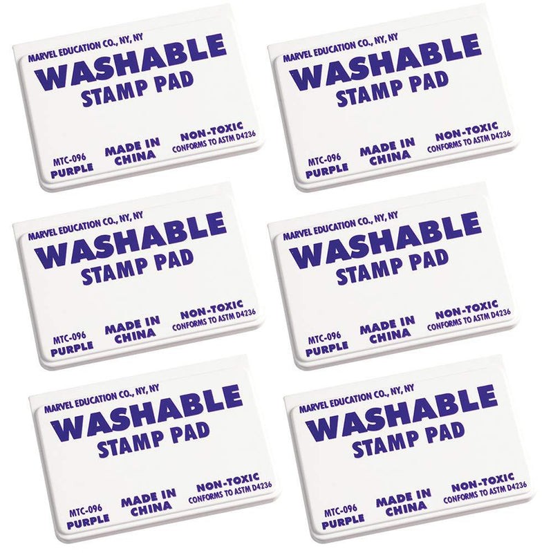 Constructive Playthings MTC-0966 Washable 3 3/4" x 2 1/2" Stamp Pad Set of 6 Purple Pads