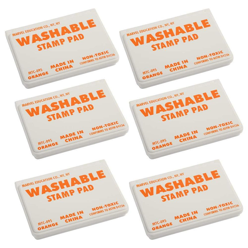 Constructive Playthings MTC-0956 Washable 3 3/4" x 2 1/2" Stamp Pad Set of 6 Orange Pads