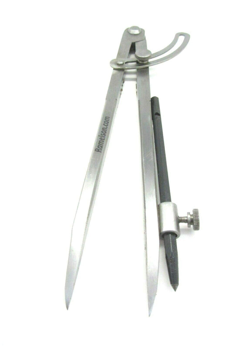 UJ Ramelson Wing Compass Caliper Divider with Brass Holder for Scribe or pencil, Professional Machinists Metal or Wood Marking Tool (8 inch) 8 inch