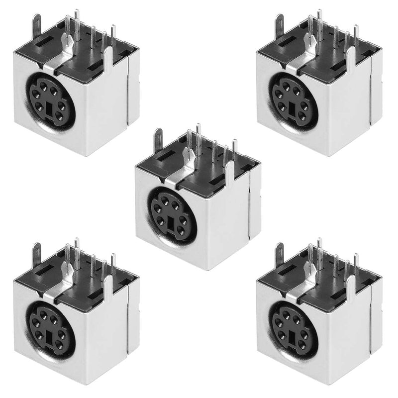 uxcell S-video PCB Mount 6 Pin Mini Din Socket Audio Video Connector Black 5Pcs