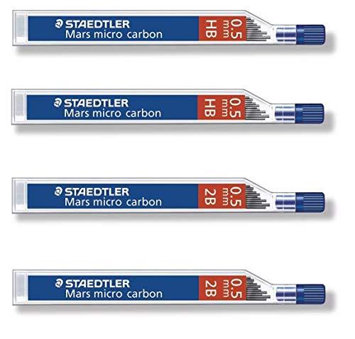 Staedtler Mars Micro Carbon pencils 0.5mm lead refill 2B & HB, Total 48 leads HB + 2B