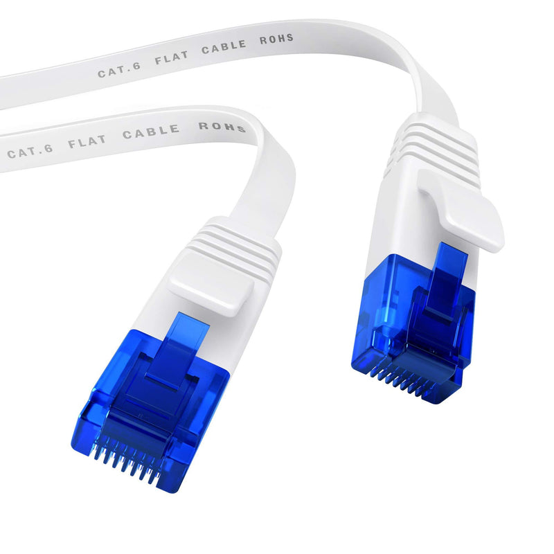 KabelDirekt – Ethernet Cable & Cat 6 Flat Network Cable/cord – 25ft – RJ45 gigabit cable – highly flexible, suitable for permanent installation – ideal for 1Gbps networks/LANs; black/blue 25 feet