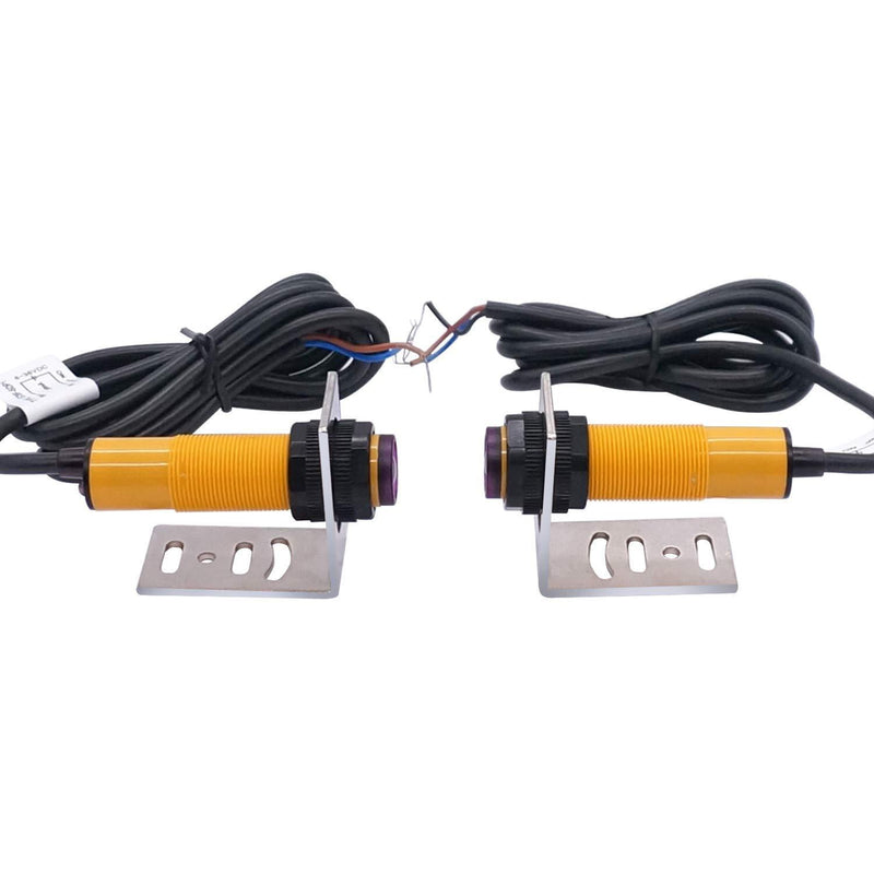 Taiss/ 1 Pair M18 Infrared Ray Through-Beam Reflection Optical Photoelectric Switch Sensor Three Lines PNP NO 6-36VDC Proximity Switch Inductive Distance 5M with mounting Bracket E3F-5DP1-2Z